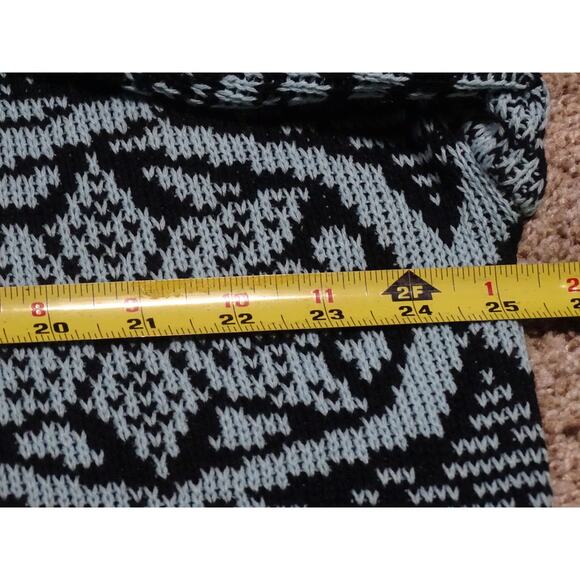 Vtg 80s/90s Sliltra Oversized Black & Teal Geometric Knit Boat Neck Sweater Med - Picture 6 of 10